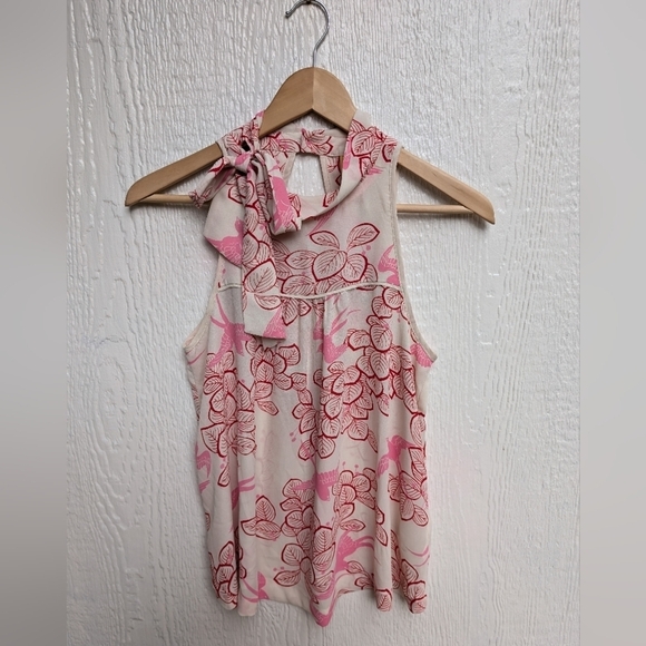 Anthropologie Maeve Pink Elata Floral Birds  Tank Top Blouse Women's Size 2 - Picture 2 of 5